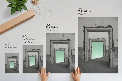 Décoration murale bâtiments abandonnés dans un désert vert surréaliste