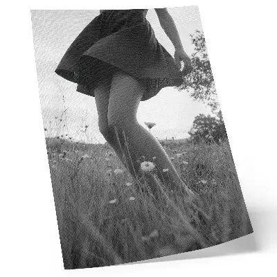 Impression sur toile photographie en noir et blanc d'une prairie empreinte d'harmonie et de paix