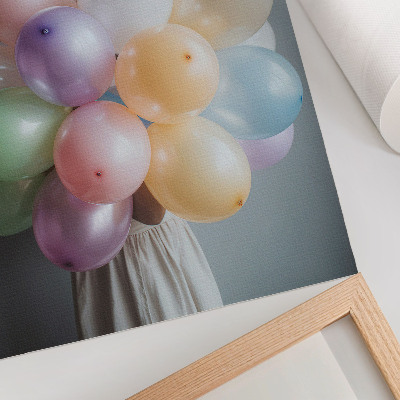 Impression sur toile Ballons pastel sur fond gris