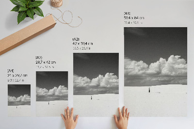 Décoration murale Composition en noir et blanc avec des nuages ​​et du désert