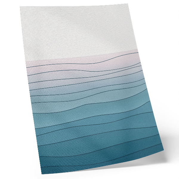 Affiche décorative Vagues sur fond bleu et rose - un motif apaisant