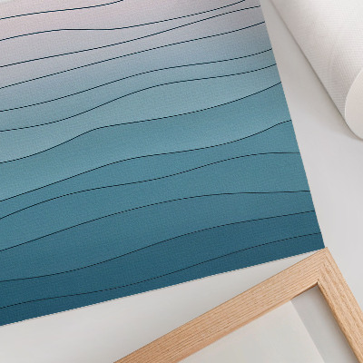 Affiche décorative Vagues sur fond bleu et rose - un motif apaisant