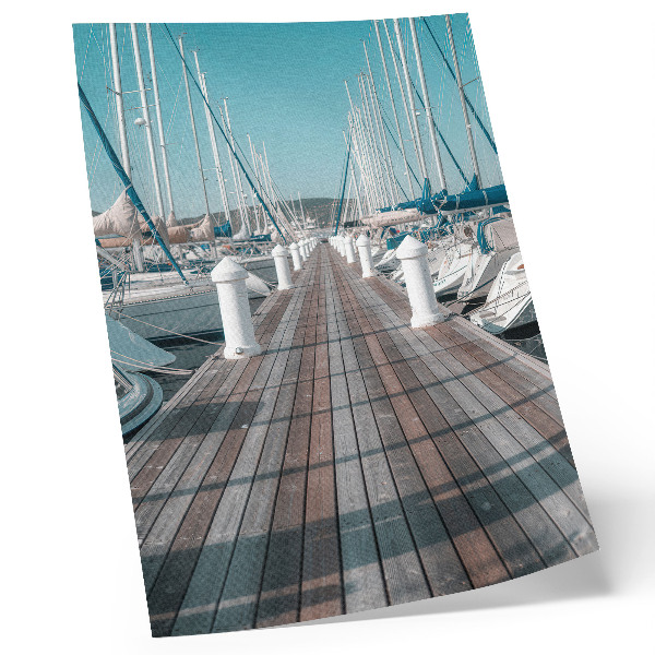 Impression sur toile yachts de marina jetée ciel bleu symétrie