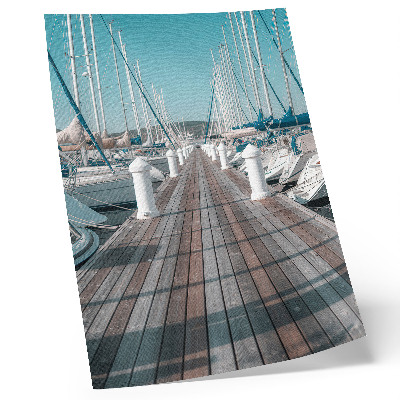 Impression sur toile yachts de marina jetée ciel bleu symétrie