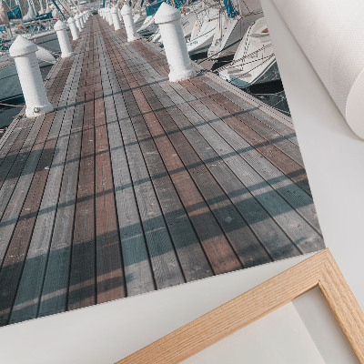 Impression sur toile yachts de marina jetée ciel bleu symétrie