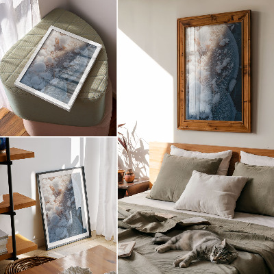 Affiche décorative Cristaux de glace aux tons blancs et bleus pour une ambiance hivernale
