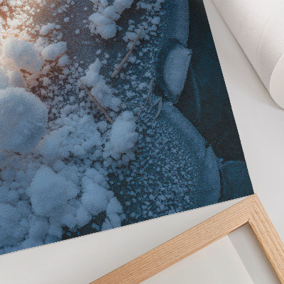 Affiche décorative Cristaux de glace aux tons blancs et bleus pour une ambiance hivernale