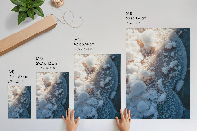 Affiche décorative Cristaux de glace aux tons blancs et bleus pour une ambiance hivernale