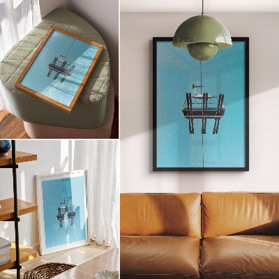 Affiche décorative Téléphérique sur fond de ciel bleu