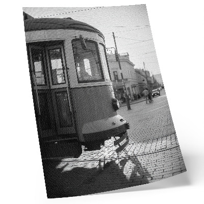 Affiche décorative Tramway noir et blanc au centre-ville