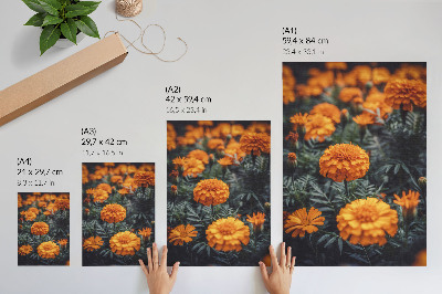 Décoration murale Fleurs orange, feuilles vertes, classique