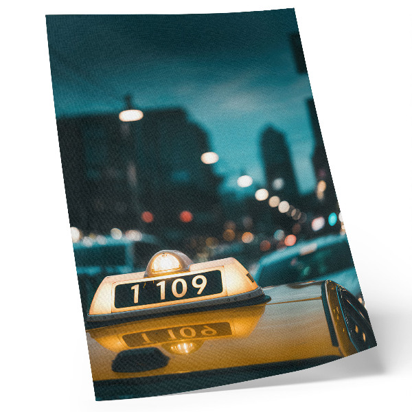 Impression sur toile Taxi de nuit en ville, lumières floues et dynamiques