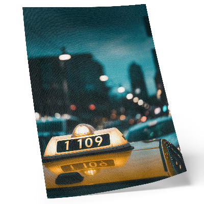 Impression sur toile Taxi de nuit en ville, lumières floues et dynamiques