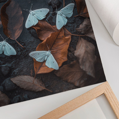 Affiche décorative Papillons sur fond de feuilles aux teintes automnales