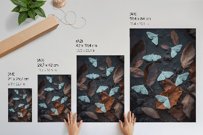 Affiche décorative Papillons sur fond de feuilles aux teintes automnales