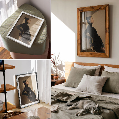 Décoration murale Silhouette sombre d'une femme, un rayon de lumière, la paix