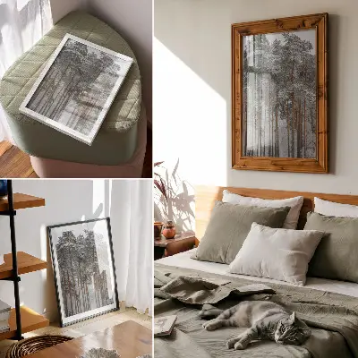 Impression sur toile forêt d'hiver avec des arbres enneigés évoquant la paix et l'harmonie de la nature
