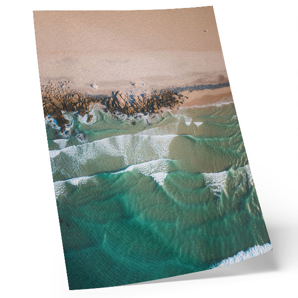 Décoration murale vue du haut des vagues et du sable de la plage
