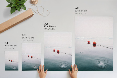 Affiche décorative Bouées de glace sur fond orange froid