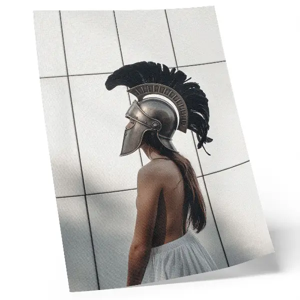Impression sur toile figurine casquée au style réaliste classique