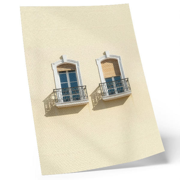 Affiche décorative Façade crème, fenêtres noires et blanches, style classique