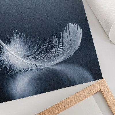 Impression sur toile Plume blanche sur fond gris, paix et harmonie