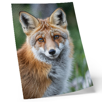 Affiche décorative Portrait de renard, tons chauds, fond vert