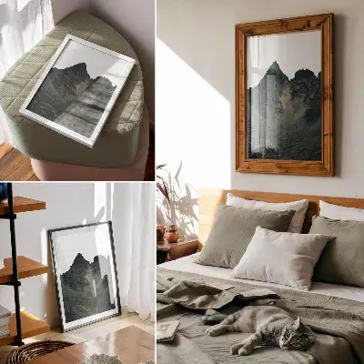 Décoration murale représentant des sommets montagneux majestueux dans une nature à l'état brut