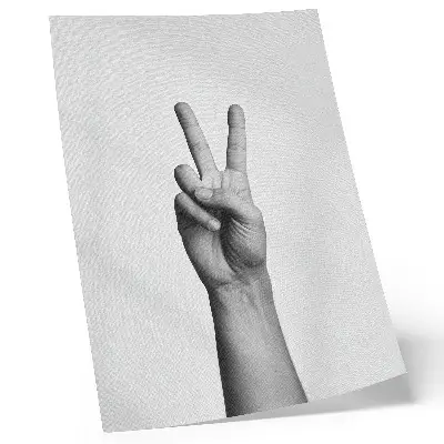 Affiche décorative geste de paix en noir et blanc au style minimaliste épuré