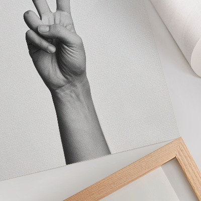 Affiche décorative geste de paix en noir et blanc, élégance minimaliste