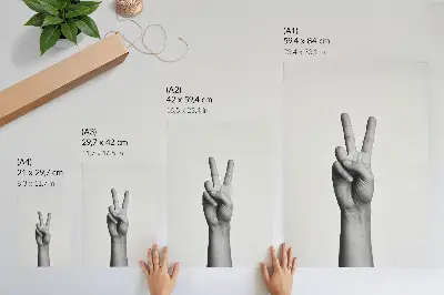 Affiche décorative geste de paix en noir et blanc au style minimaliste épuré
