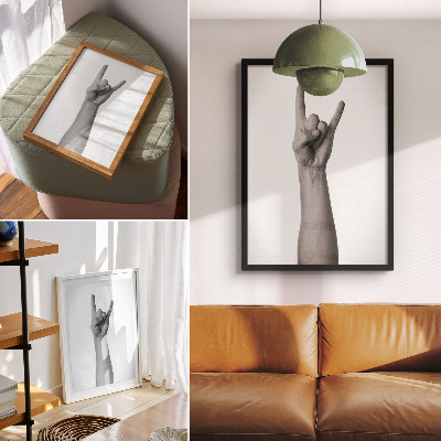 Décoration murale Geste minimaliste de la main en noir et blanc