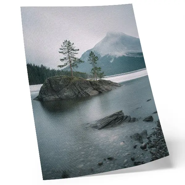 Affiche décorative montagnes, lac et brouillard dans une ambiance paisible et harmonieuse