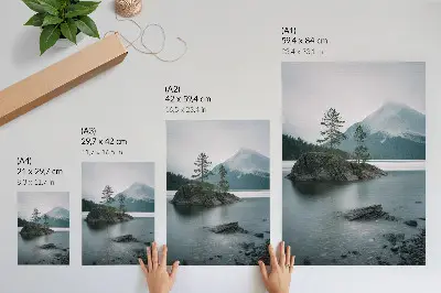 Affiche décorative montagnes, lac et brouillard dans une ambiance paisible et harmonieuse