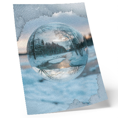 Impression sur toile Paysage d'hiver avec des reflets bleus d'arbres