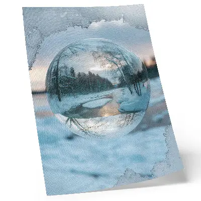 Impression sur toile paysage d'hiver avec reflets bleus d'arbres