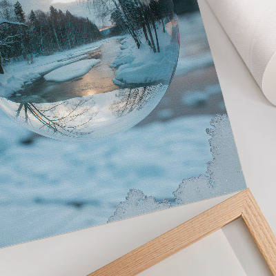 Impression sur toile Paysage d'hiver avec des reflets bleus d'arbres