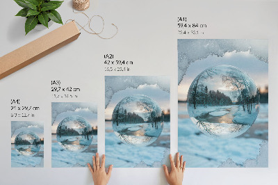 Impression sur toile Paysage d'hiver avec des reflets bleus d'arbres