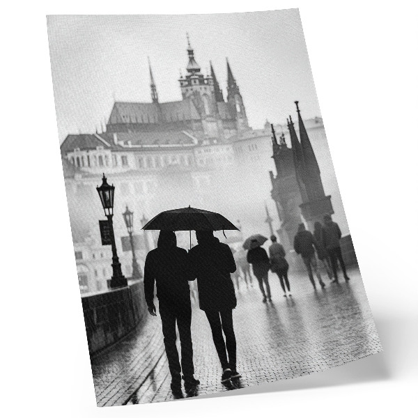 Affiche décorative Une promenade sous la pluie, architecture historique, couple