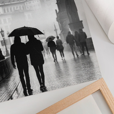 Affiche décorative Une promenade sous la pluie, architecture historique, couple