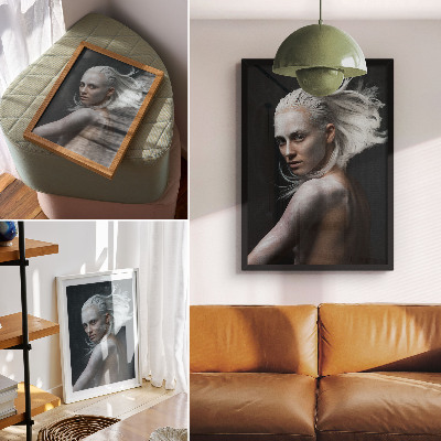 Impression sur toile Fond sombre, mise au point sur des cheveux blancs délicats
