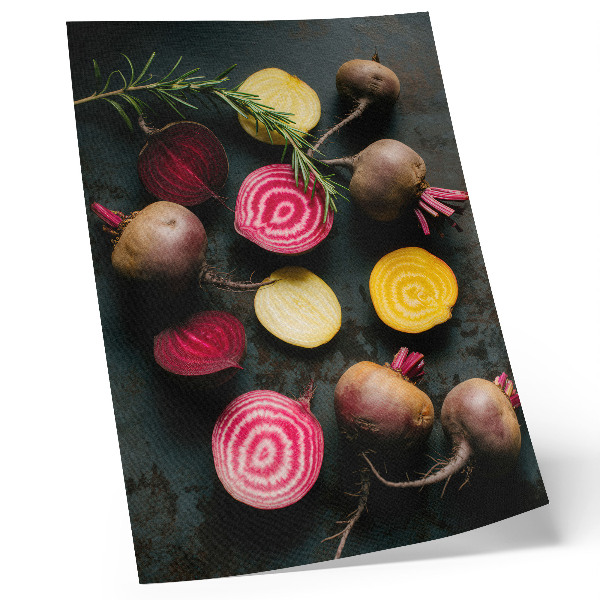 Impression sur toile Betterave et romarin, teintes chaudes naturelles