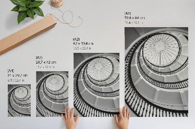 Décoration murale Escalier en colimaçon noir et blanc, moderne et élégant