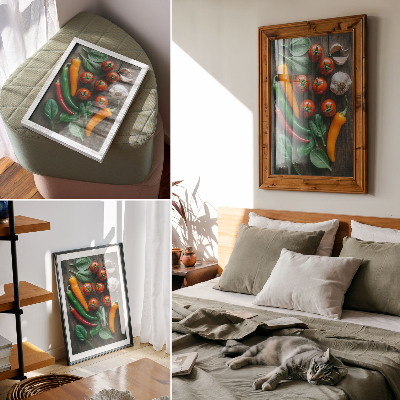 Décoration murale Des légumes aux couleurs vives sur un fond sombre et rustique