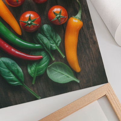 Décoration murale Des légumes aux couleurs vives sur un fond sombre et rustique