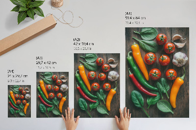 Décoration murale Des légumes aux couleurs vives sur un fond sombre et rustique