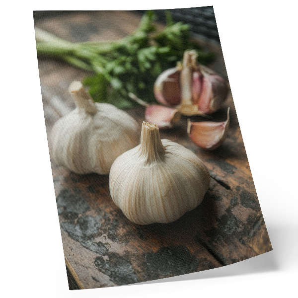 Impression sur toile Ail sur bois, ambiance rustique et authentique