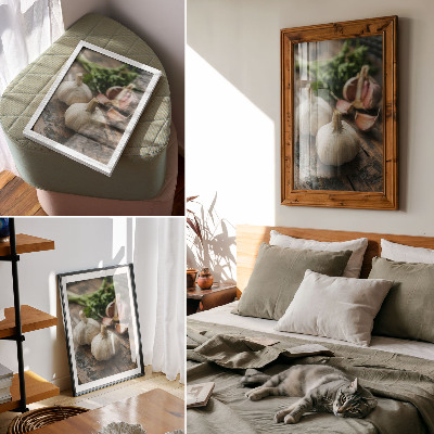 Impression sur toile Ail sur bois, ambiance rustique et authentique