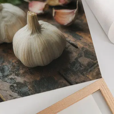 Impression sur toile ail sur bois au style rustique et authentique