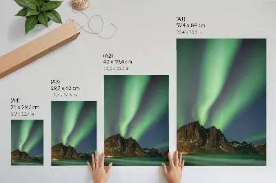 Décoration murale ciel magique avec lumière verte et montagnes impressionnantes